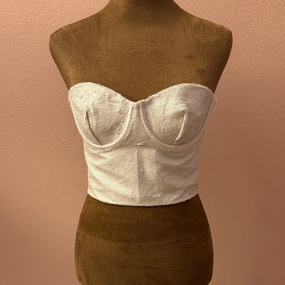 Zara Tops - Zara Cream Strapless Crop Top